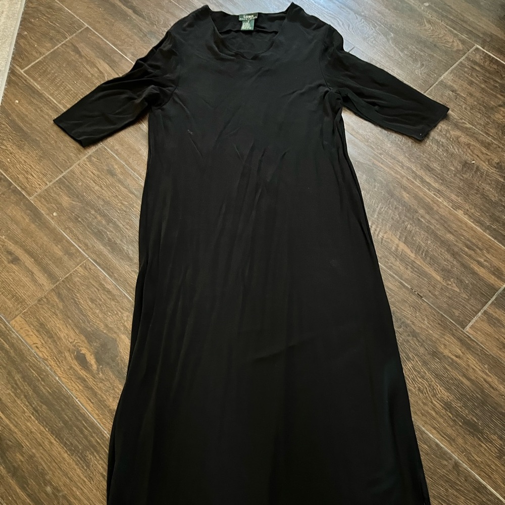Lauren Ralph Lauren Black Maxi Dress with Elbow Sleeves